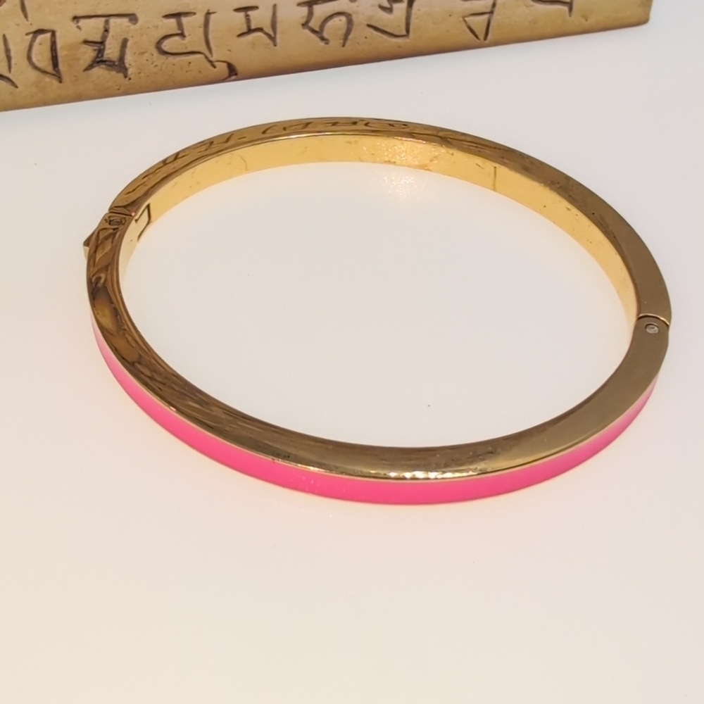 J. Crew Pink and Gold Enamel Bangle Bracelet - Picture 8 of 8